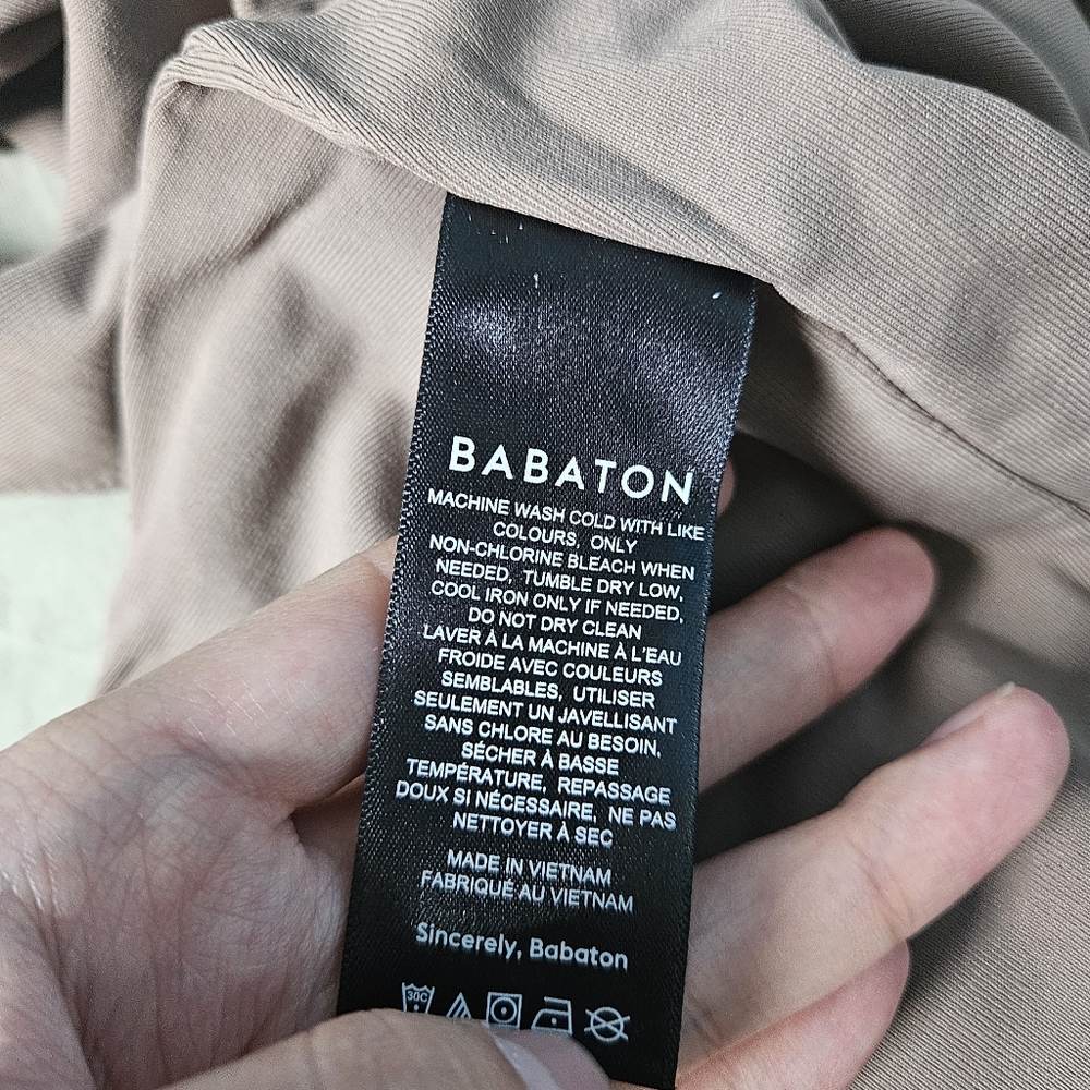 BABATON Contour V-neck Bodysuit Taupe Brown Thong Back Small Aritzia - Picture 7 of 7